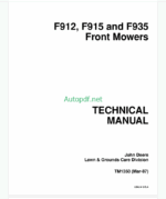 John Deere F912 F915 and F935 Front Mowers Technical Manual (TM1350)