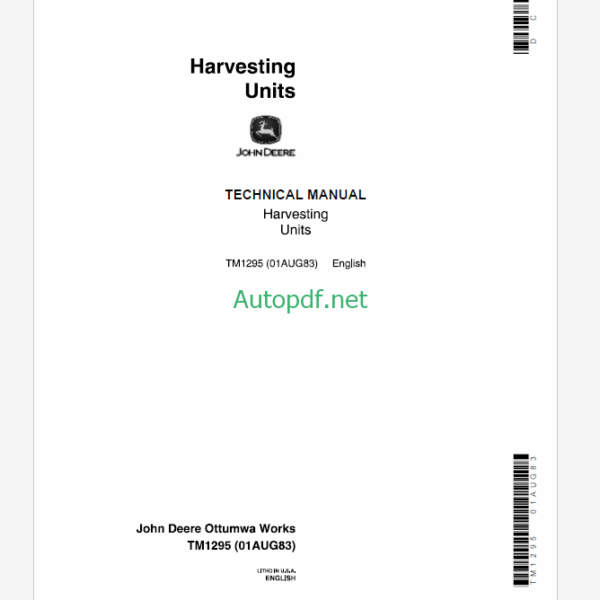 John Deere Harvesting Units Technical Manual (TM1295)