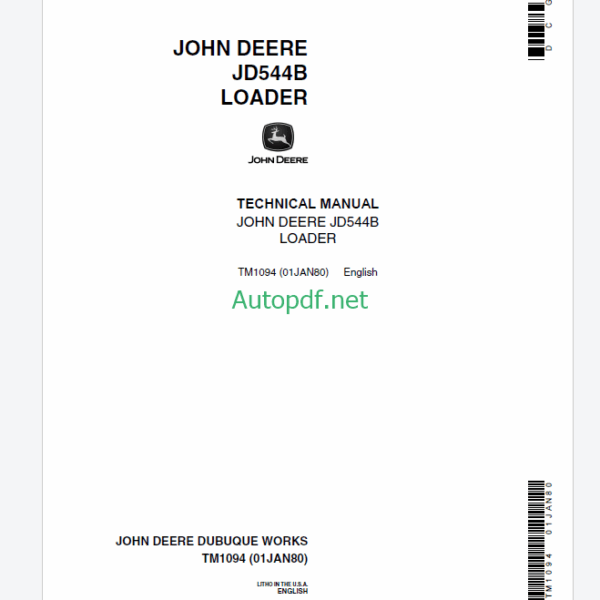 John Deere JD544B Loader Technical Manual