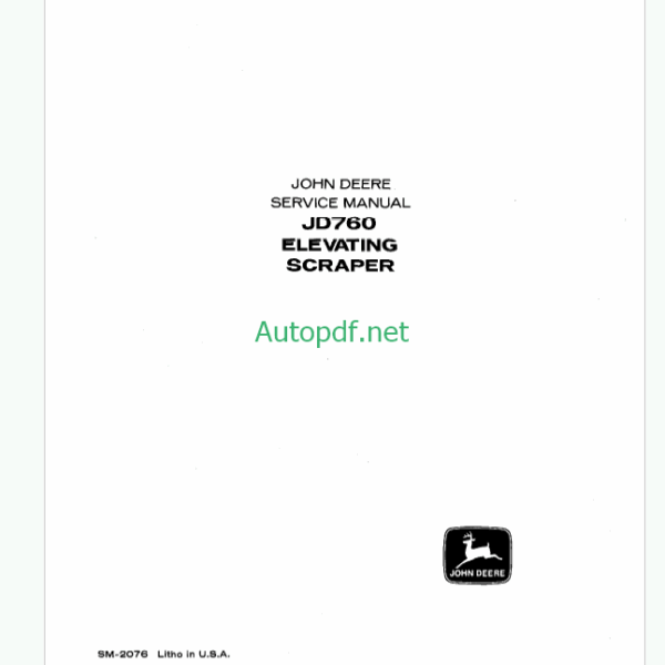 John Deere JD760 Elevating Scraper Service Manual (SM2076)