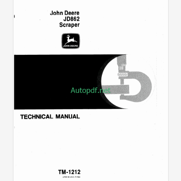 John Deere JD862 Scraper Technical Manual (TM1212)