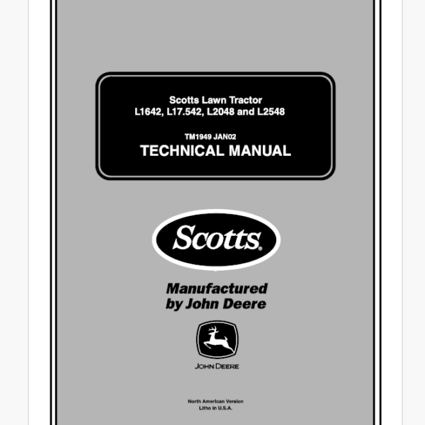 John Deere L1642, L17.542, L2048 and L2548 Scotts Lawn Tractor Technical Manual (TM1949)