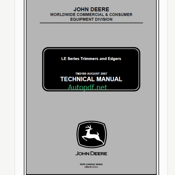 John Deere LE Series Trimmers and Edgers Technical Manual (TM2