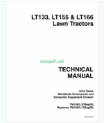 John Deere LT133 LT155 & LT166 Lawn Tractors Technical Manual (TM1695)
