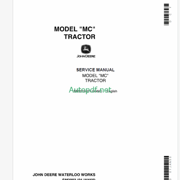 John Deere MODEL MC TRACTOR Service Manual (SM2003)