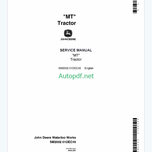 John Deere MT Tractor Service Manual (SM2002)