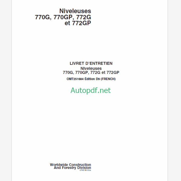 John Deere N92 - LR135 Tractor Workshop Manual (TMLR135)