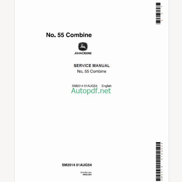 John Deere No. 55 Combine Service Manual (SM2014)