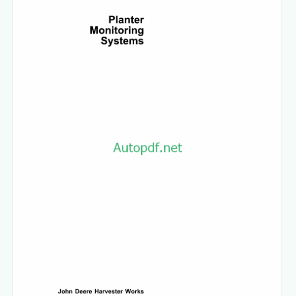 John Deere Planter Monitoring Systems Technical Manual (TM1270)