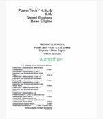 John Deere PowerTech 4.5L & 6.8L Diesel Engines Base Engine Technical Manual (CTM104)