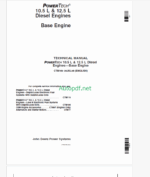 John Deere POWERTECH® 10.5 L & 12.5 L Diesel Engines Base Engine Technical Manual (CTM100)