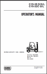 Clark C15-35 D,G,L and C15-32C G,L Forklift Operators Manual (OM-661)