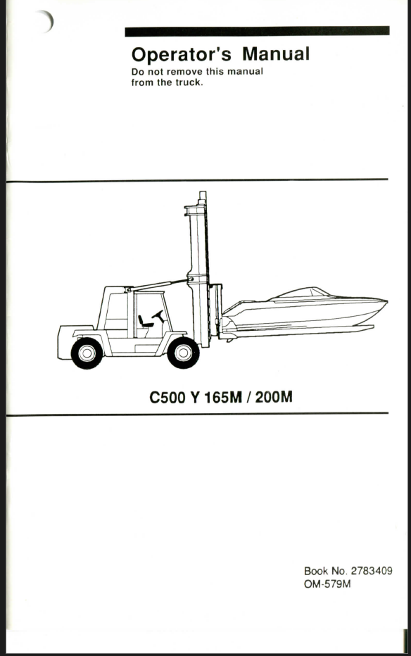 Clark C500Y165M, C500Y200M Forklift Operators Manual (OM-579M)