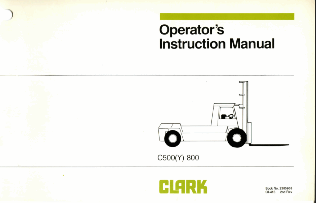 Clark C500Y-800 Forklift Operators Manual (OI-416)