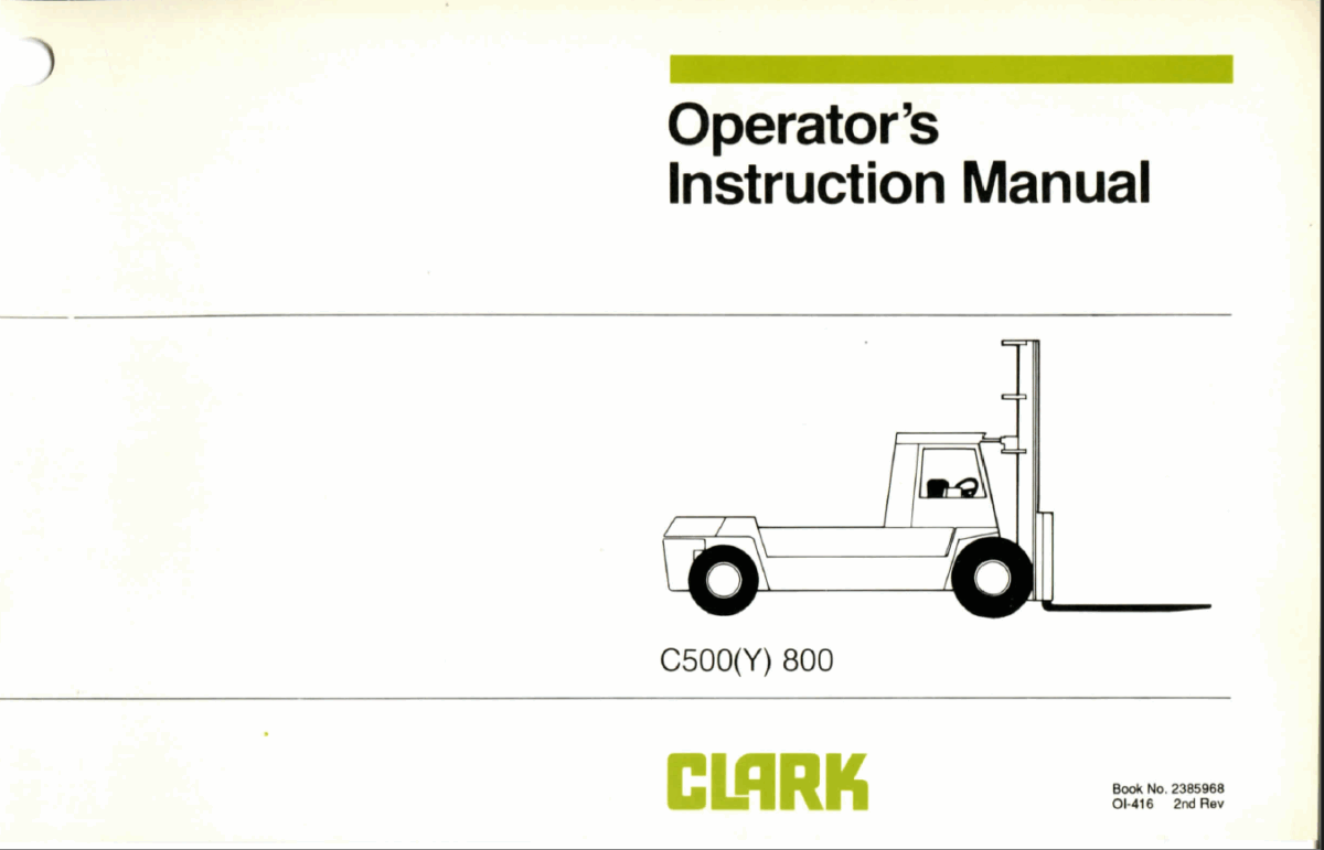 Clark C500Y-800 Forklift Operators Manual (OI-416)