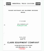 Clark 512 Van Carrier Planned Maintenance and Adjustment Procedures Manual (PM261)