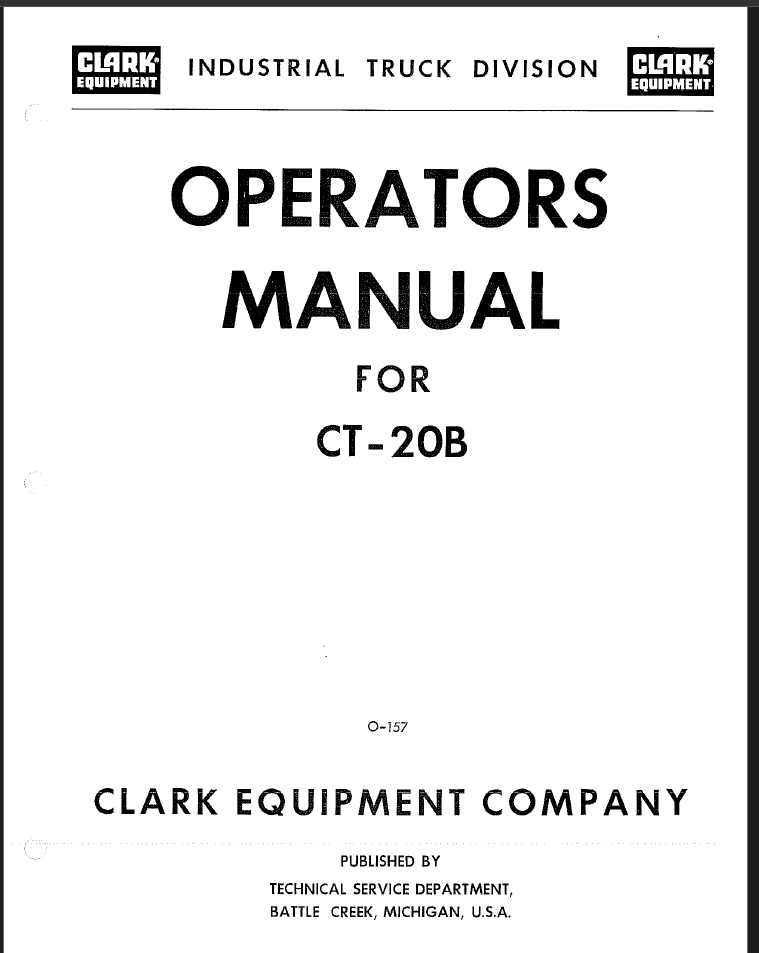 Clark CT20B Forklift Operators Manual (O-157)