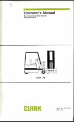 Clark ETR10 Forklift Operators Manual (OM-557)