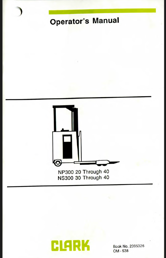 Clark GTDT30, GTDT60E Forklift Operators Manual (OM-607)