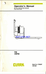 Clark P40, HWP40 Tow Tractor Operators Manual (OM-594)