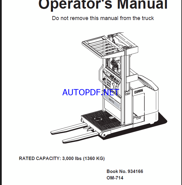 Clark OP15X Order Picker Operators Manual (OM-714)