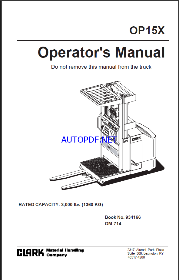 Clark OP15X Order Picker Operators Manual (OM-714)