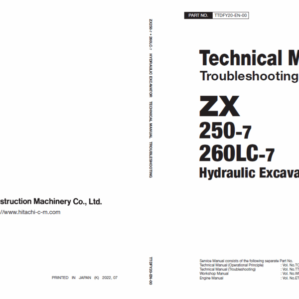 ZX250-7,ZX260LC-7 Technical Manual (Troubleshooting) (For Oceanian market)