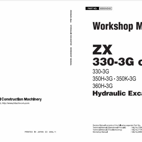 ZX330-3G,ZX350H-3G,ZX350K-3G,ZX360H-3G Workshop Manual