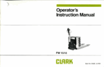 Clark PW15, PW18 Pallet Truck Operators Manual (OI-525)