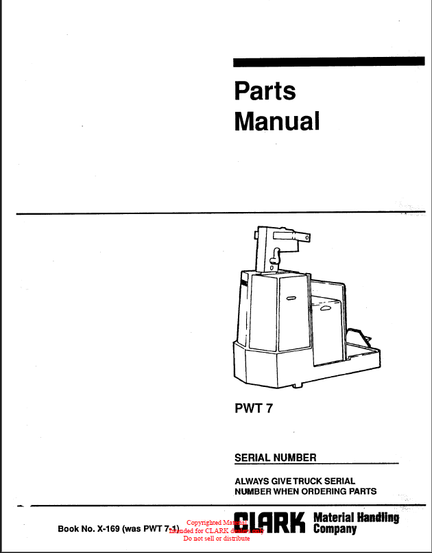 Clark PWT7 Parts Manual (X-169)