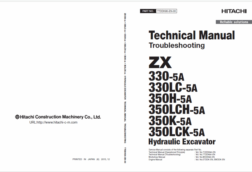 ZX330-5A,ZX330LC-5A,ZX350H-5A,ZX350LCH-5A,ZX350K-5A,ZX350LCK-5A Technical Manual (Troubleshooting)