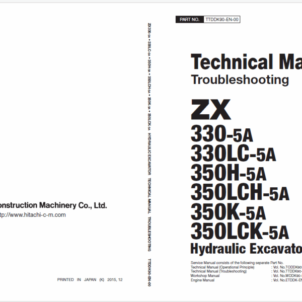ZX330-5A,ZX330LC-5A,ZX350H-5A,ZX350LCH-5A,ZX350K-5A,ZX350LCK-5A Technical Manual (Troubleshooting)