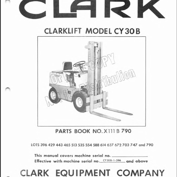 Clark Clarklift CY30B Parts Manual (X111B)