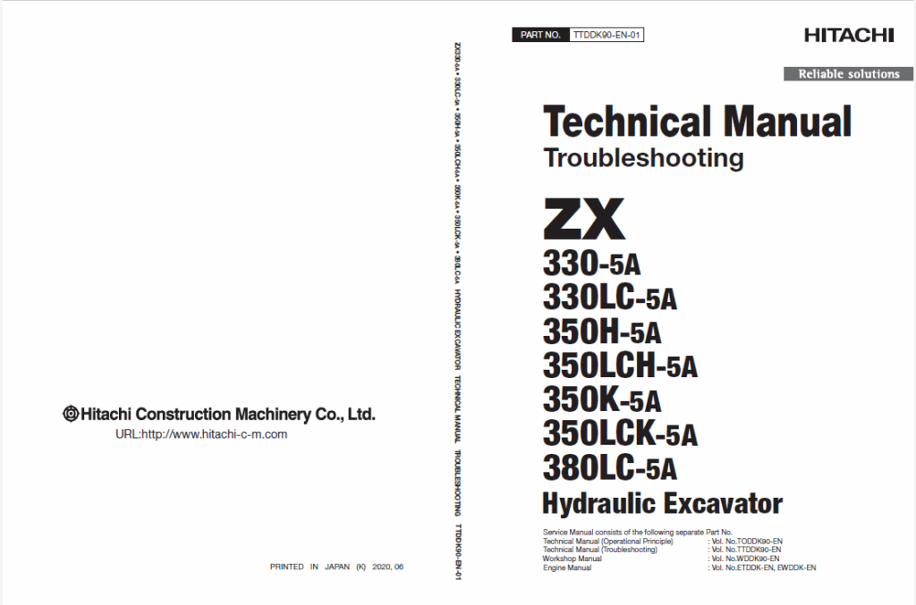 ZX330-5A,ZX330LC-5A,ZX350H-5A,ZX350LCH-5A,ZX350K-5A,ZX350LCK-5A,ZX380LC-5A Technical Manual (Troubleshooting)