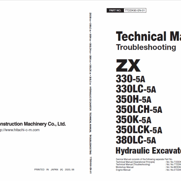 ZX330-5A,ZX330LC-5A,ZX350H-5A,ZX350LCH-5A,ZX350K-5A,ZX350LCK-5A,ZX380LC-5A Technical Manual (Troubleshooting)