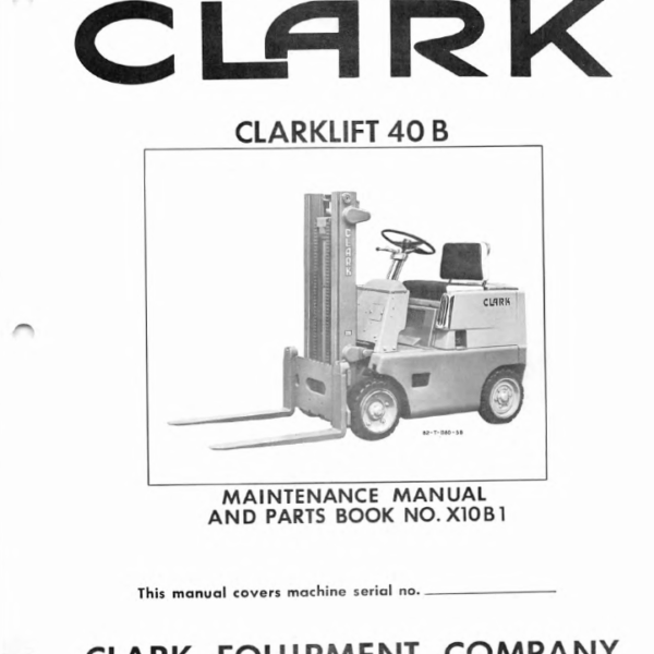 Clark Clarklift 40B Forklift Parts Manual (X10B1)