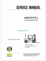 Clark C60, C70, C75 L PSI 4X Engine Truck Forklift Service Manual (SM1057)