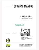 Clark C60, C70, C75, C80D Doosan Engine Truck Forklift Service Manual (SM1157)