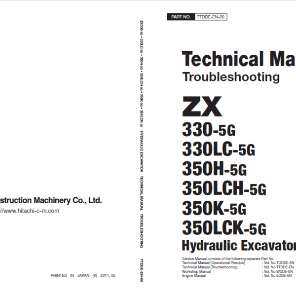ZX330-5G,ZX330LC-5G,ZX350H-5G,ZX350LCH-5G,ZX350K-5G,ZX350LCK-5G Technical Manual (Troubleshooting)