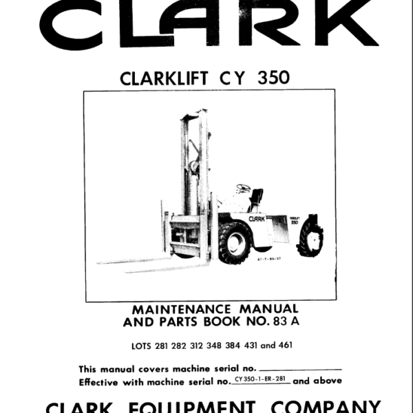 Clark Clarklift CY350 Forklift Parts Manual (83A_CY350)