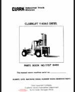 Clark Clarklift Y4065 Diesel Forklift Parts Manual (Y4065-6460_ NO_Y157)