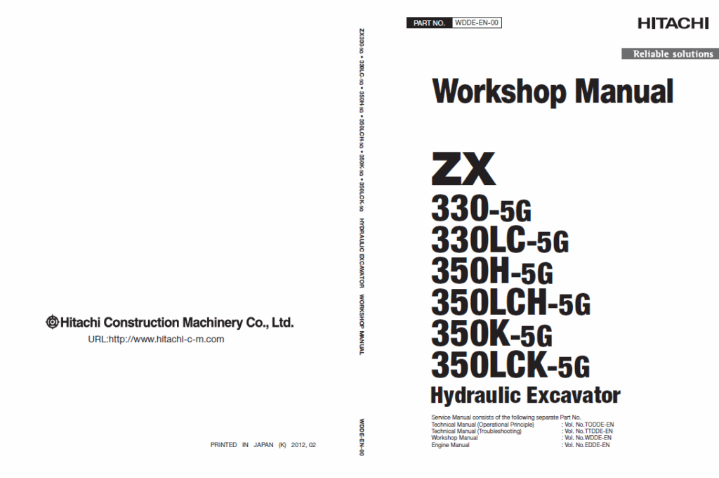 ZX330-5G,ZX330LC-5G,ZX350H-5G,ZX350LCH-5G,ZX350K-5G,ZX350LCK-5G Workshop Manual