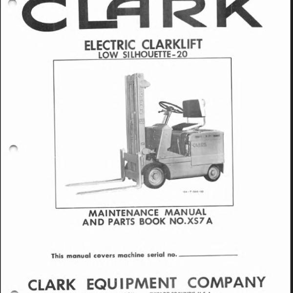 Clark Electric Clarklift Low Silhouette-20 Forklift Parts Manual (XS7A)