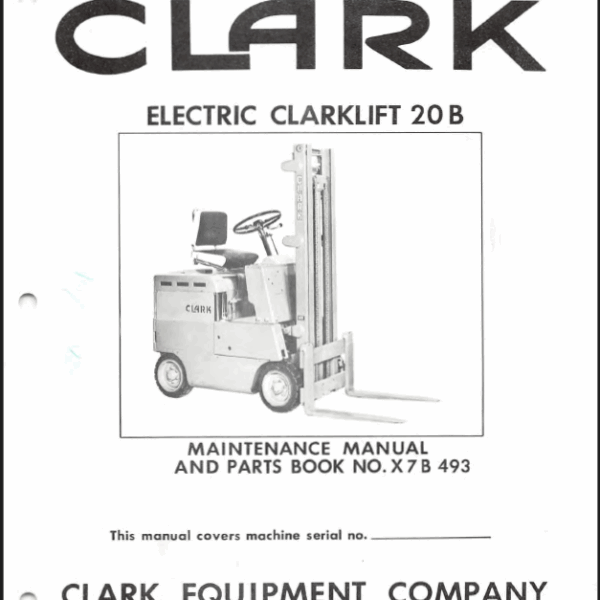 Clark Electric Clarklift 20B Forklift Parts Manual (X7B)