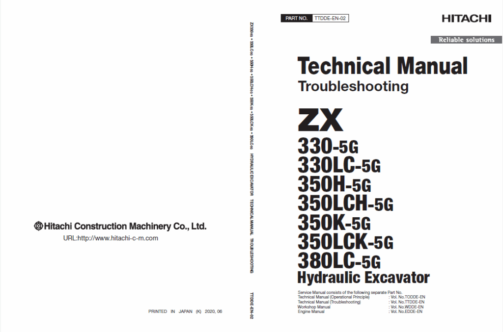 ZX330-5G,ZX330LC-5G,ZX350H-5G,ZX350LCH-5G,ZX350K-5G,ZX350LCK-5G,ZX380LC-5G Technical Manual (Troubleshooting)