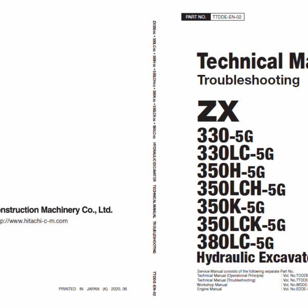 ZX330-5G,ZX330LC-5G,ZX350H-5G,ZX350LCH-5G,ZX350K-5G,ZX350LCK-5G,ZX380LC-5G Technical Manual (Troubleshooting)