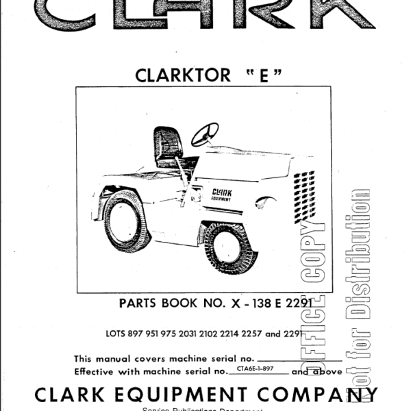 Clark Clarktor E Parts Manual (X138E)