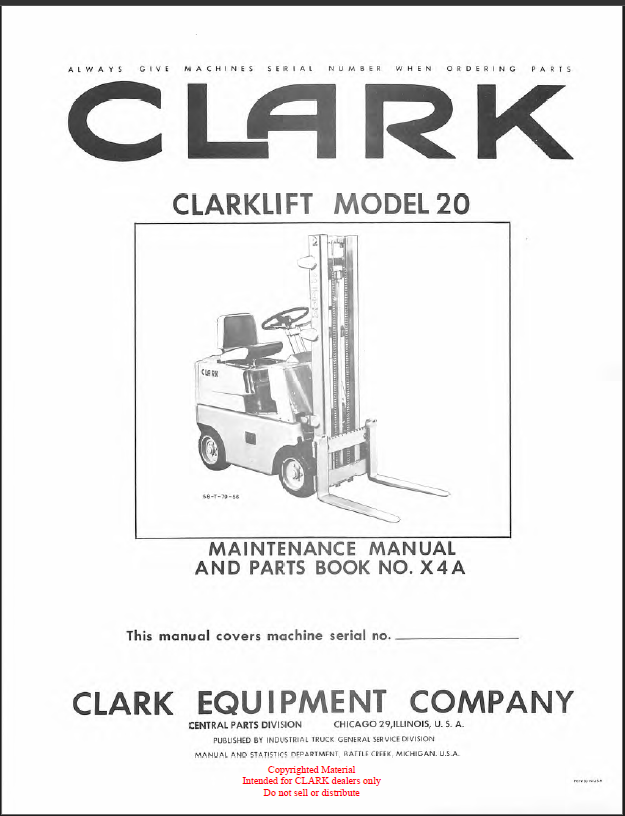 Clark Clarklift 60B Forklift Parts Manual (GX134B)