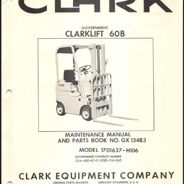 Clark Clarklift 60B Forklift Parts Manual (GX134B3)