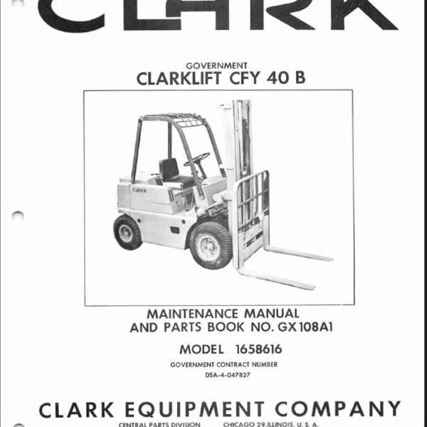 Clark Clarklift CFY40B Forklift Parts Manual (GX108A1)